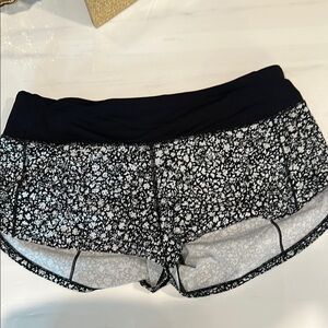 Lululemon Black and White Floral Athletic Shorts